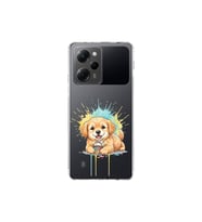Poco X5 Pro ile Uyumlu Splash Köpek Tasarımlı Şeffaf Silikon Kılıf