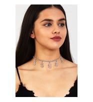 Kadın Dolar Model Zirkon Taşlı Gümüş Pırlanta Düğün Gelin Nişan Takısı Tasma Gerdanlık Kolye Choker