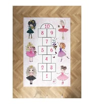 MEKTA HOME BEBEK VE ÇOCUK ODASI Prenses Kızlar ve Seksek Desenli Motifli Halı