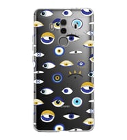 PrintiFy Huawei Mate 10 Pro ile Uyumlu 1mm Slim Fit Nazar Boncuğu 2 Baskılı Şeffaf  Kılıf