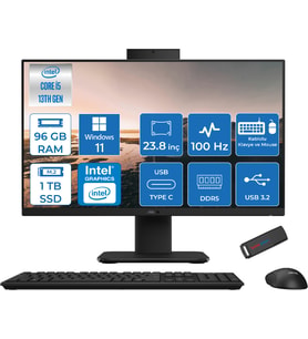 Asus V440VAK Intel Core İ5-13420H 96GB Ddr5 1tb SSD 23.8" Fhd 100HZ 250NITS WIN11PROSIYAH Allınone Bilgisayar BSI58512B0DP38+ZETTAUSBBELLEK