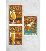 UNT Retro / Vintage 3 lü Beer Tablo Seti