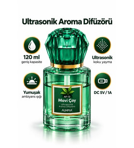 Auhma AF-13 Yeşil Araç ve Ev Kokusu Difüzörü 120 ml Kristal Işıklı Hava Nemlendirici Koku Makinesi