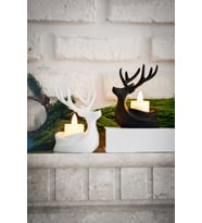 2 Adet Dekoratif Yılbaşı Süs Beyaz Siyah Tea light Geyik Seti (Siyah - Beyaz)