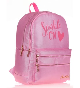 Kaukko Sparkle Pembe Okul Sırt Çantası - Simli Kumaş - Ortaokul Lise Günlük