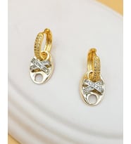 Gömme Taşlı Gold Düğme Küpe