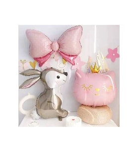 TAVŞAN PEMBE KEDİ KURDALE FOLYO BALON
