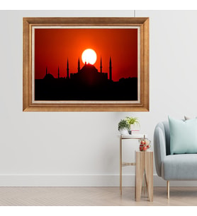 Altın Varaklı Çerçeveli Paspartulu  Tablo zv1420 (Gold)