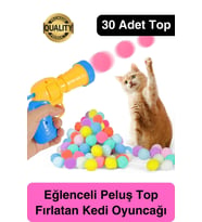 Eğlenceli Peluş Top Atan İnteraktif Kedi Oyuncağı Hareketli Aksesuar Etkileşimli Oyuncak Fırlatıcı
