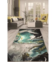 Dijital Kaymaz Taban Yıkanabilir Modern Renkli Salon Halısı Mutfak Halısı Yolluk ND-HT-1384 (Çok Renkli)
