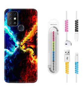 INFINIX Hot 8 9 10 11S Hot 10 Play 10T Kılıf Kablo Koruma Spiral Silikon Red Blue Leon 1714