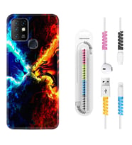 INFINIX Hot 8 9 10 11S Hot 10 Play 10T Kılıf Kablo Koruma Spiral Silikon Red Blue Leon 1714