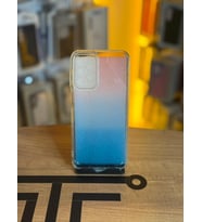 Samsung A23 Uyumlu Parıltılı Desenli Renkli Şeffaf Silikon Kılıf (Lacivert-Pembe)