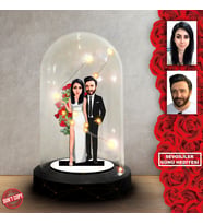 Kişiye özel Sevgili Hediye,sevgililer günü Karikatür Hediyesi, Karikatür hediye, Dekoratif Karikatür ışıklı Fanus , Sevgililer günü Hediyesi FN289