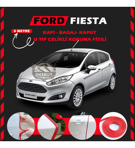 Ford Fiesta Oto Araç Kapı Koruma Fitili 5metre Parlak Kırmızı Renk