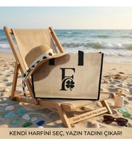 Kişiye Özel Gold Harf Baskılı Siyah Kanvas Bez Çanta