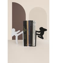 ToDekora Kung Fu Figürlü Kitap Tutucu Eğlenceli Dekoratif Kitaplık Aksesuarı Masa Üstü Dekor (Beyaz-Siyah)
