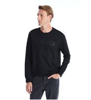 LCWAIKIKI Classic Siyah Bisiklet Yaka Uzun Kollu Baskılı Erkek Sweatshirt