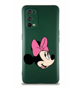 Realme 7 Pro Soft Premier Kapak Minnie Mouse-A Tasarımlı Silikon Kılıf - Yeşil (Şeffaf)