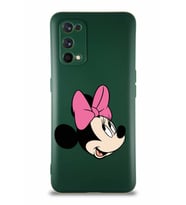 Realme 7 Pro Soft Premier Kapak Minnie Mouse-A Tasarımlı Silikon Kılıf - Yeşil (Şeffaf)