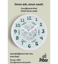 İsme Özel Sevimli Fil Çocuk Odası Duvar Saati Orta Boy 30 cm Beyaz Camlı Sessiz