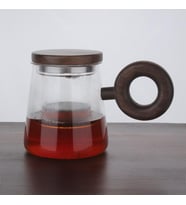Atby Akasya Doğal Cam Kupa Demleme Çay Bitki Çayı Detoks Bardağı 550ml (Ahşap)