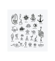 Sea Vibes City Pack Geçici Dövme Şablon Seti 23 Desen Spreysiz Sadece Şablon
