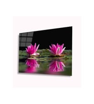 Miyrem Glasses Collection -A1^#  Lotus Çiçeği Cam Tablo (Çok Renkli)