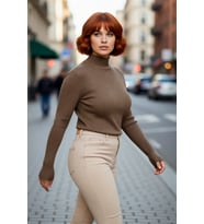 Kadın Fitted Dik Yaka Uzun Kollu Fitilli İnce Akrilik Triko Kazak Günlük Şıklık Sunar Modern Basic