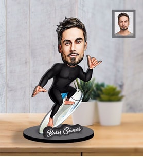 Kişiye Özel Sporcu Karikatürlü İki Katmanlı Ahşap Biblo Bay-10