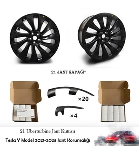 TecTic Tesla Y Modeli Jant Kapağı Koruyucu 2021-2023 İçin 21 İnç Jant Yama Uberurbine Mat Siyah