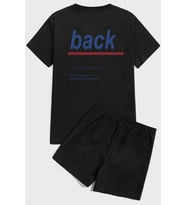 BACK Baskı Şort Takım (Siyah)