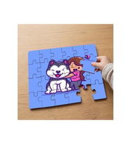 Köpek ve Sevimli Kız Tasarımlı 24 Parça Ahşap Çocuk Puzzle MPK0386