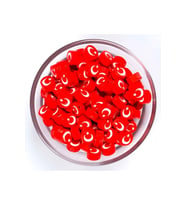 100 Adet Fimo Türk Bayrağı Boncuk - 1. Kalite - Ay Yıldız Boncuk - 23 Nisan