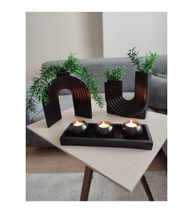 Dekoratif Set (2 Lİ VAZO 3 LÜ MUMLUK) Obje - Biblo. Tealight Mumlar Ücretsiz Gönderilecektir.