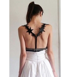 Mulvxbrf Brf02 Yıldız Detaylı Şık Deri Kemer Harness - Brf634 (Mulvix)