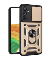 Coverzone Samsung Galaxy A54 ile uyumlu K?l?f Kamera Korumal? S�rg�l� Toz ve Kirden Koruyan Standl? Y�z�k Tutuculu Vega Galaxy A54 ile uyumlu K?l?f (GOLD)