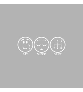 Eat Sleep Drift Araba Sticker siyah 15x6 CM (Beyaz)