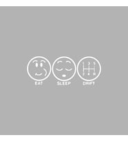 Eat Sleep Drift Araba Sticker siyah 15x6 CM (Beyaz)