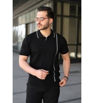 Erkek Çizgi Detaylı Yakalı Triko Tişört