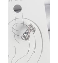 pilelistore Pirinç Gümüş Renk Zirkon Taşlı Zincir Sonsuzluk Model Kadın Kıkırdak Küpe - TJ-BKP10553