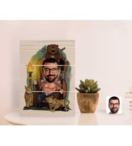 BK Gift Kişiye Özel Viking Karikatürlü Otantik Masaüstü Ahşap Palet Çerçeve-1 (Beyaz)