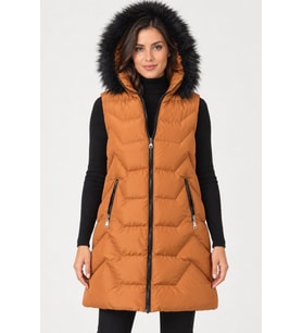 Dewberry Kadın %100 Polyester Yelek Taba Z9761 Katmanlı Kombin, Şehir ve Ofis Stili, Kazak ve Gömlek Kombini