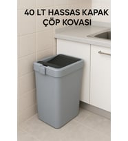 Gri 40 Lt Çöp Kovası, Hassas Kapaklı, Pratik ve Şık Tasarım