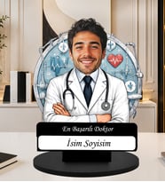 Kişiye Özel Karikatürlü Doktor Masaüstü Ahşap İsimlik Fotoğraflı Doktor Hediyesi Doktor Ofis Dekoru Doktor Hediyesi, Hekim Hediyesi, Sağlık Çalışanı Hediyesi, Tıp Bayramı Hediyesi Meslek Hediyesi