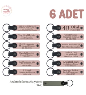 Babalara Özel Günü İçin Hediye, İsim Ve Özel Mesaj Yazılabilen 6'lı Anahtarlık, Pudra & Gri