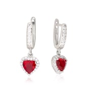 925 Ayar Gümüş Swarovski Kırmızı Kalp Küpe