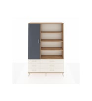 Arges Dolap 8 Raflı 6 Çekmeceli Tek Kapaklı  132x30x195 Çam-Antrasit/Aytaşı