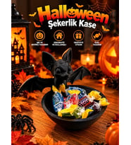 Halloween Cadılar Bayramı Dekoratif Yarasa Figürlü Şekerlik Kase Masa Üstü Dekor