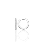 Gümüş rodyumlu zirkon taşlı 14 mm tamtur halka küpe SGTL12713RODAJ